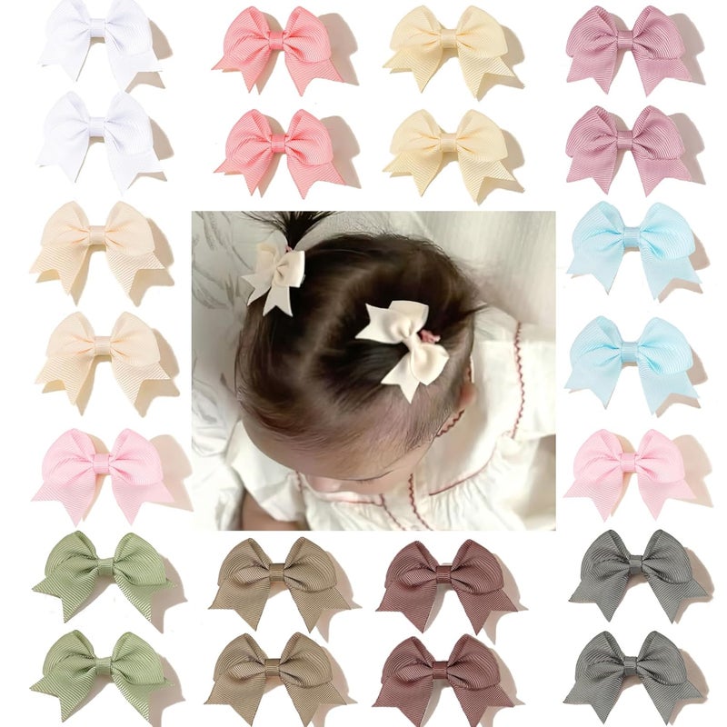 CellElection 22 Pack Mini Hair Bow Clips for Baby Girls Grosgrain Ribbon Bows Tiny Hair Clips Fine Hair for Girls Infants Toddlers - Image 1